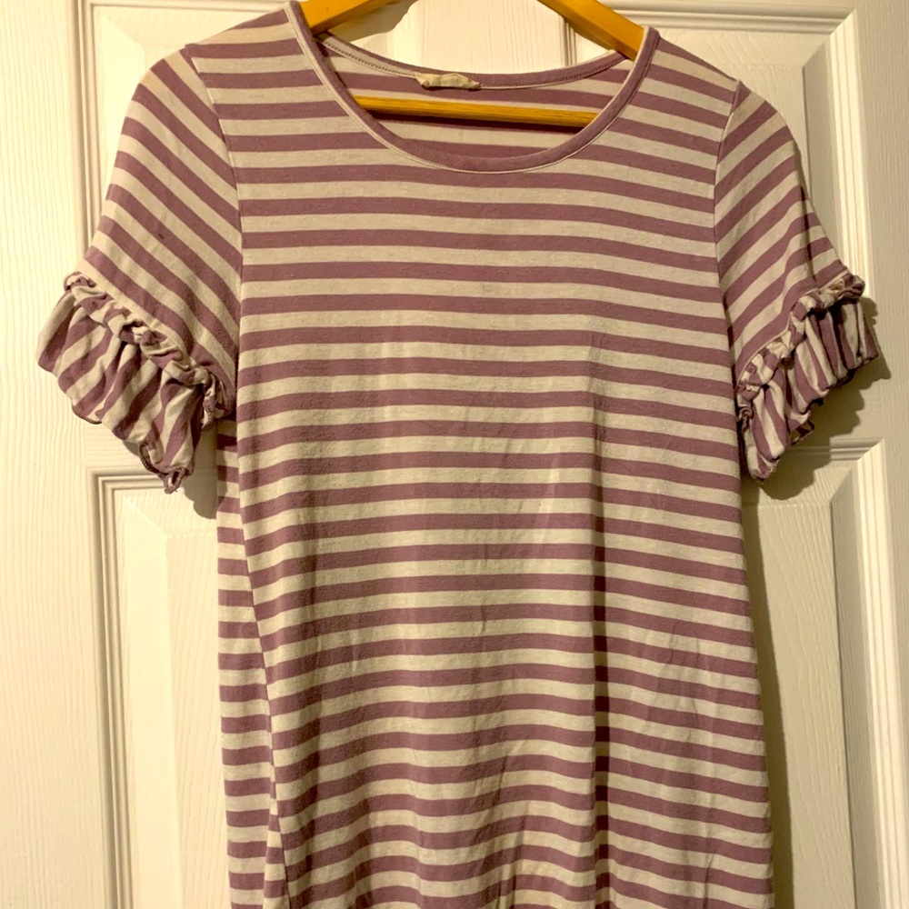 Les Amis purple striped tee medium